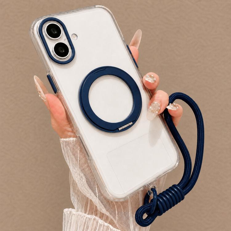 Custodia per telefono antiurto con airbag, supporto magnetico girevole e cinturino da polso., For iPhone 16 Pro, For iPhone 16 Plus, For iPhone 16, For iPhone 15 Pro Max