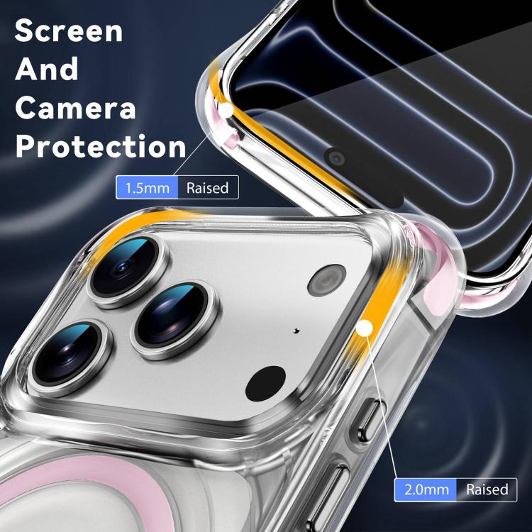 Custodia magnetica antiurto con angoli ammortizzanti e motivo a onde per telefono., For iPhone 17 Pro Max, For iPhone 17 Pro, For iPhone 17