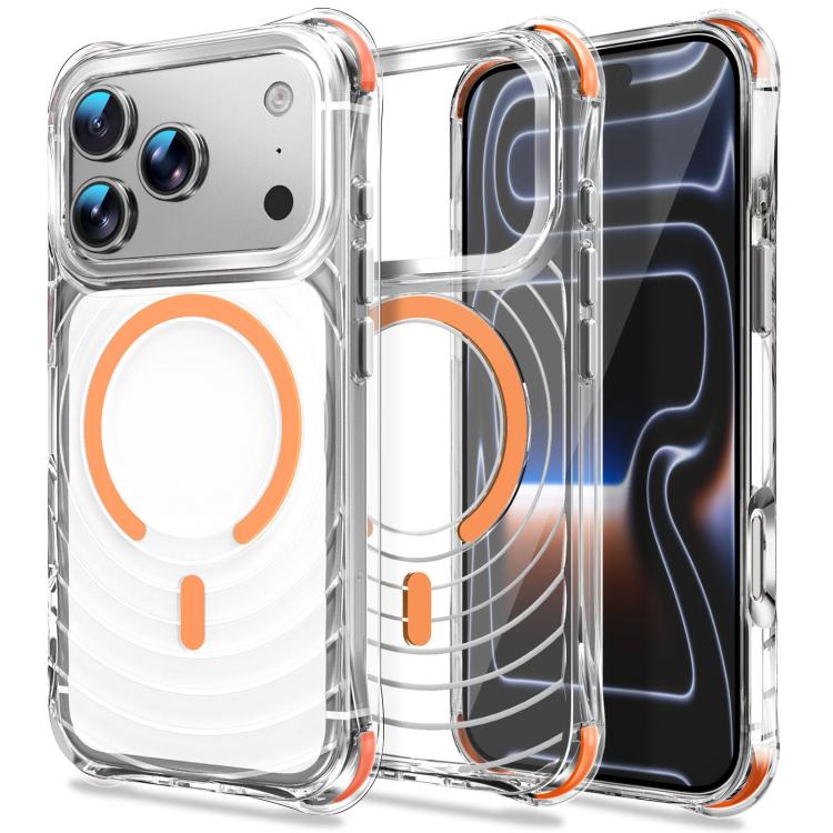 Custodia magnetica antiurto con angoli ammortizzanti e motivo a onde per telefono., For iPhone 17 Pro Max, For iPhone 17 Pro, For iPhone 17