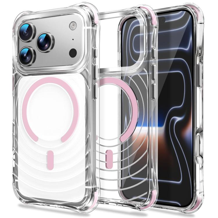 Custodia magnetica antiurto con angoli ammortizzanti e motivo a onde per telefono., For iPhone 17 Pro Max, For iPhone 17 Pro, For iPhone 17