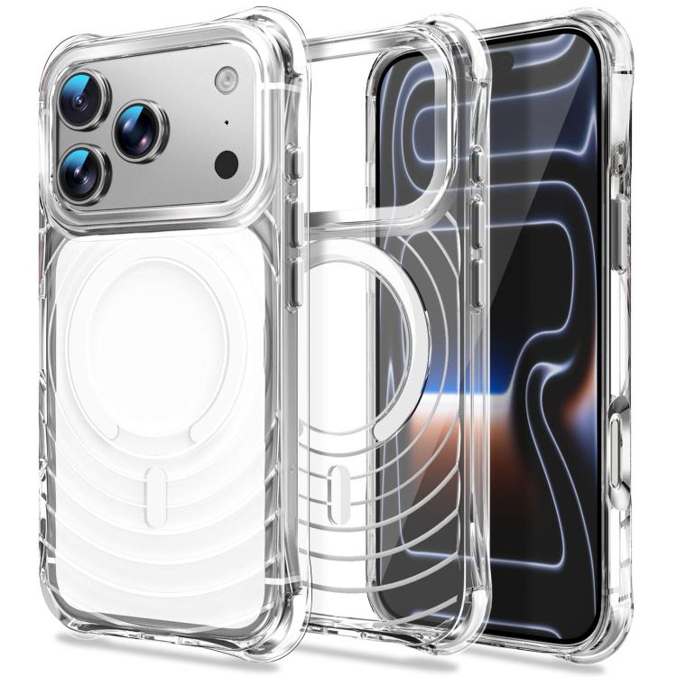 Custodia magnetica antiurto con angoli ammortizzanti e motivo a onde per telefono., For iPhone 17 Pro Max, For iPhone 17 Pro, For iPhone 17