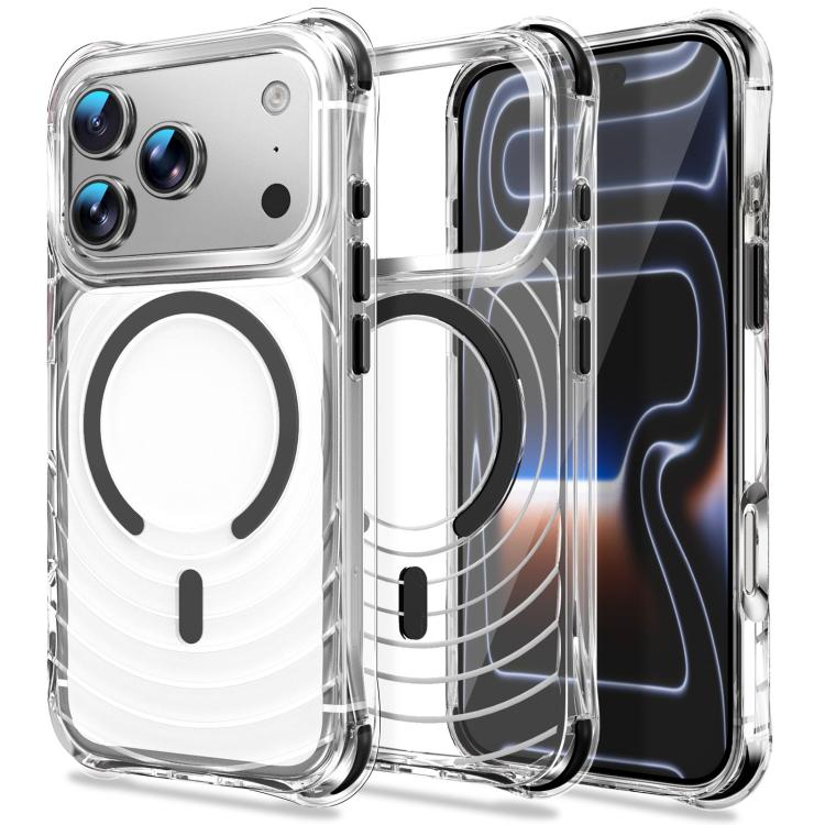 Custodia magnetica antiurto con angoli ammortizzanti e motivo a onde per telefono., For iPhone 17 Pro Max, For iPhone 17 Pro, For iPhone 17