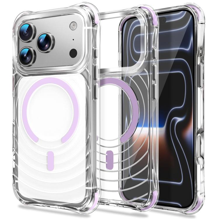 Custodia magnetica antiurto con angoli ammortizzanti e motivo a onde per telefono., For iPhone 17 Pro Max, For iPhone 17 Pro, For iPhone 17