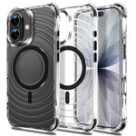 Custodia magnetica antiurto con angoli ammortizzanti e motivo a onde per telefono., For iPhone 17 Pro Max, For iPhone 17 Pro, For iPhone 17