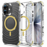 Custodia magnetica antiurto con angoli ammortizzanti e motivo a onde per telefono., For iPhone 17 Pro Max, For iPhone 17 Pro, For iPhone 17
