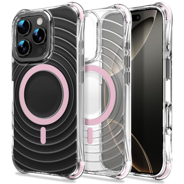 Custodia magnetica antiurto con angoli ammortizzanti e motivo a onde per telefono., For iPhone 16 Pro Max, For iPhone 16 Pro, For iPhone 16 Plus