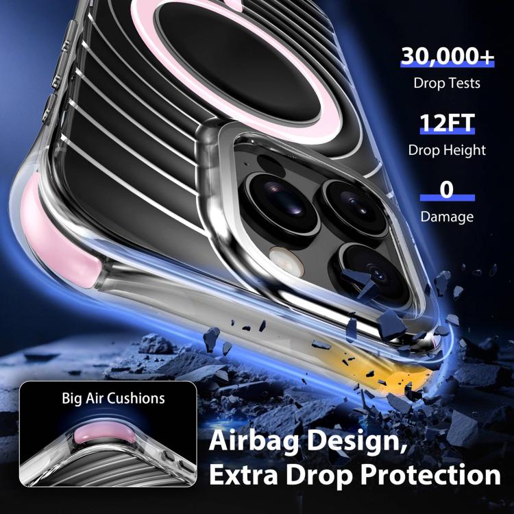 Custodia magnetica antiurto con angoli ammortizzanti e motivo a onde per telefono., For iPhone 16 Pro Max, For iPhone 16 Pro, For iPhone 16 Plus