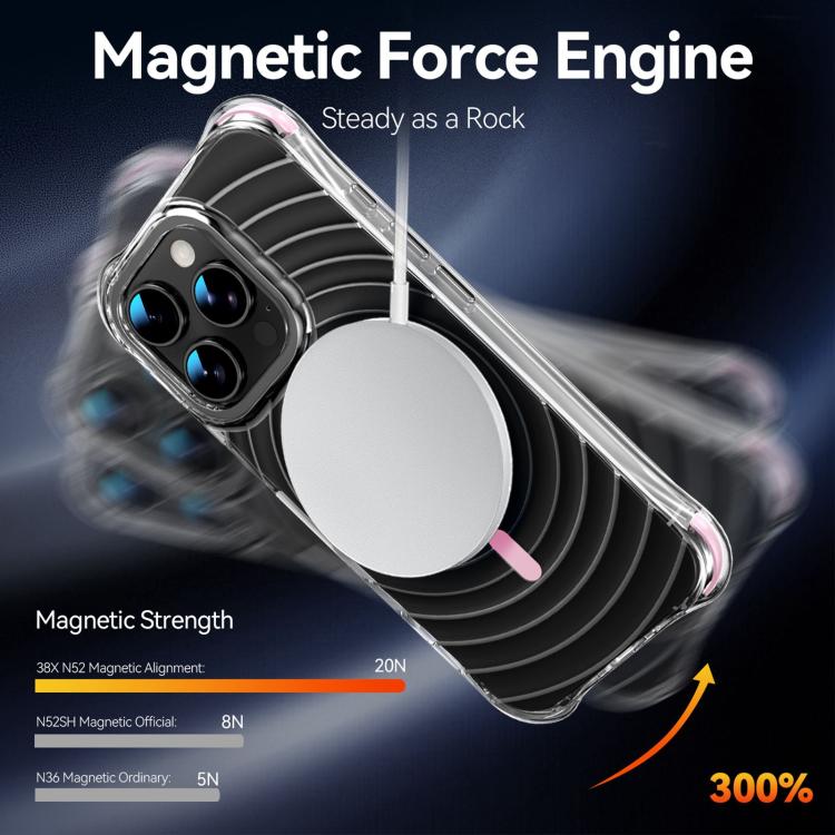 Custodia magnetica antiurto con angoli ammortizzanti e motivo a onde per telefono., For iPhone 16 Pro Max, For iPhone 16 Pro, For iPhone 16 Plus