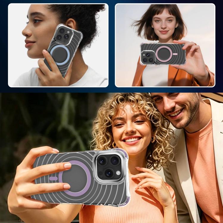 Custodia magnetica antiurto con angoli ammortizzanti e motivo a onde per telefono., For iPhone 16 Pro Max, For iPhone 16 Pro, For iPhone 16 Plus