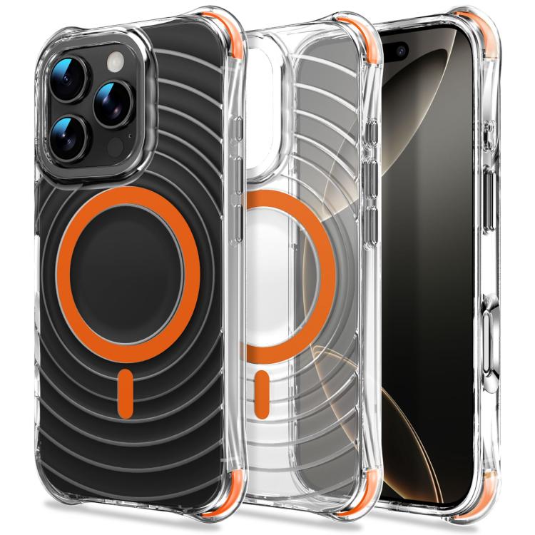 Custodia magnetica antiurto con angoli ammortizzanti e motivo a onde per telefono., For iPhone 16 Pro Max, For iPhone 16 Pro, For iPhone 16 Plus