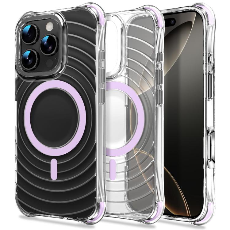 Custodia magnetica antiurto con angoli ammortizzanti e motivo a onde per telefono., For iPhone 16 Pro Max, For iPhone 16 Pro, For iPhone 16 Plus