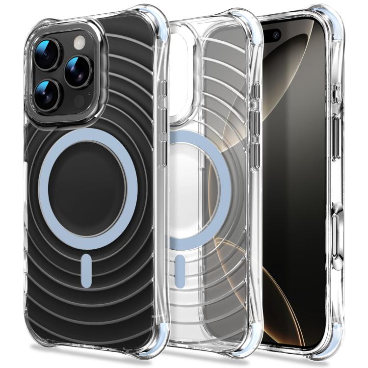 Custodia magnetica antiurto con angoli ammortizzanti e motivo a onde per telefono., For iPhone 16 Pro Max, For iPhone 16 Pro, For iPhone 16 Plus