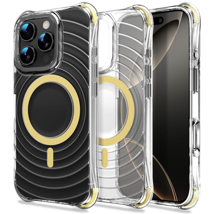 Custodia magnetica antiurto con angoli ammortizzanti e motivo a onde per telefono., For iPhone 16 Pro Max, For iPhone 16 Pro, For iPhone 16 Plus