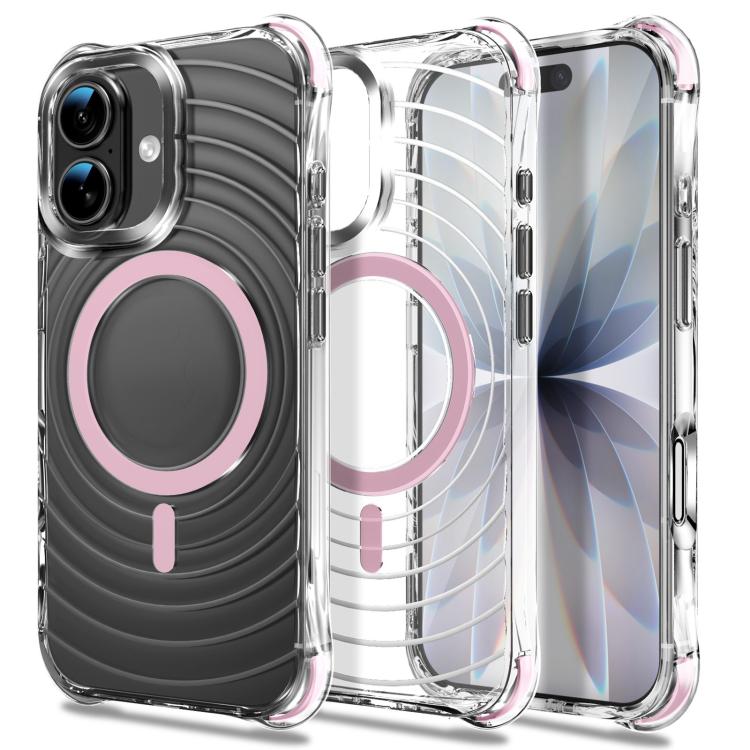 Custodia magnetica antiurto con angoli ammortizzanti e motivo a onde per telefono., For iPhone 16 Pro Max, For iPhone 16 Pro, For iPhone 16 Plus