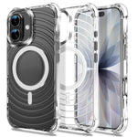 Custodia magnetica antiurto con angoli ammortizzanti e motivo a onde per telefono., For iPhone 16 Pro Max, For iPhone 16 Pro, For iPhone 16 Plus