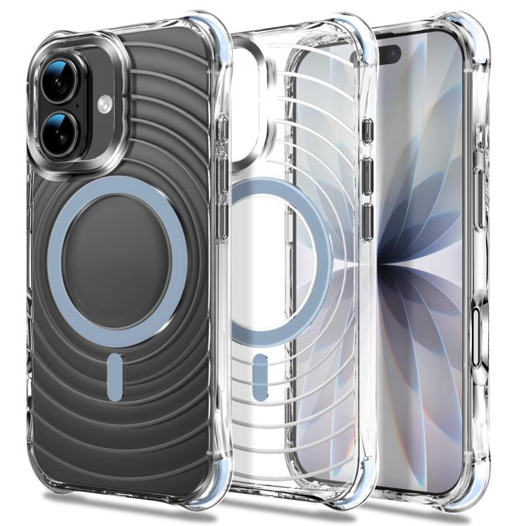 Custodia magnetica antiurto con angoli ammortizzanti e motivo a onde per telefono., For iPhone 16 Pro Max, For iPhone 16 Pro, For iPhone 16 Plus