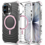 Custodia magnetica antiurto con angoli ammortizzanti e motivo a onde per telefono., For iPhone 16, For iPhone 15 Pro Max, For iPhone 15 Pro