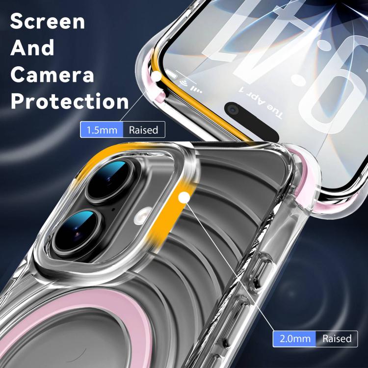 Custodia magnetica antiurto con angoli ammortizzanti e motivo a onde per telefono., For iPhone 16, For iPhone 15 Pro Max, For iPhone 15 Pro