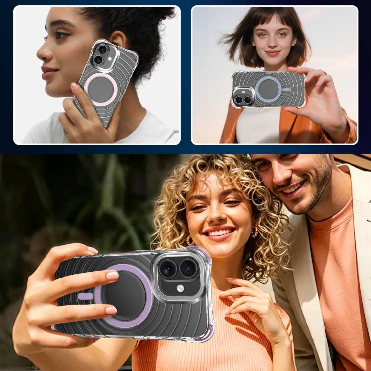 Custodia magnetica antiurto con angoli ammortizzanti e motivo a onde per telefono., For iPhone 16, For iPhone 15 Pro Max, For iPhone 15 Pro