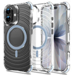 Custodia magnetica antiurto con angoli ammortizzanti e motivo a onde per telefono., For iPhone 16, For iPhone 15 Pro Max, For iPhone 15 Pro