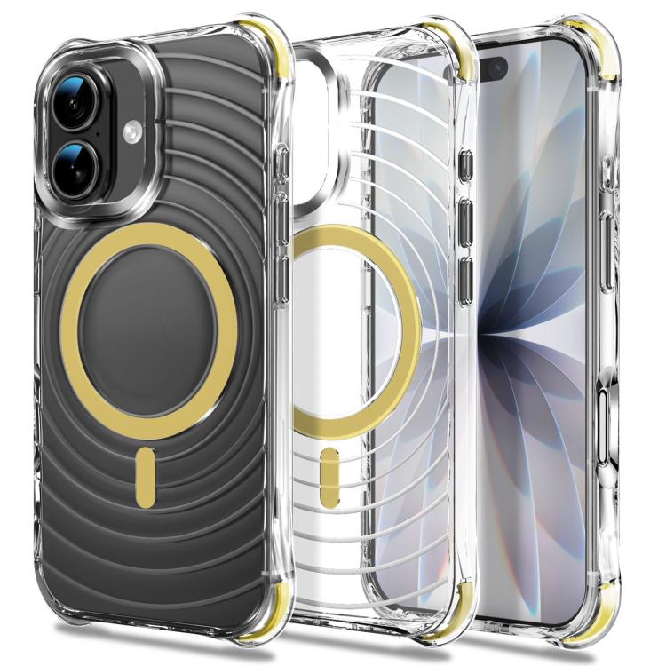 Custodia magnetica antiurto con angoli ammortizzanti e motivo a onde per telefono., For iPhone 16, For iPhone 15 Pro Max, For iPhone 15 Pro