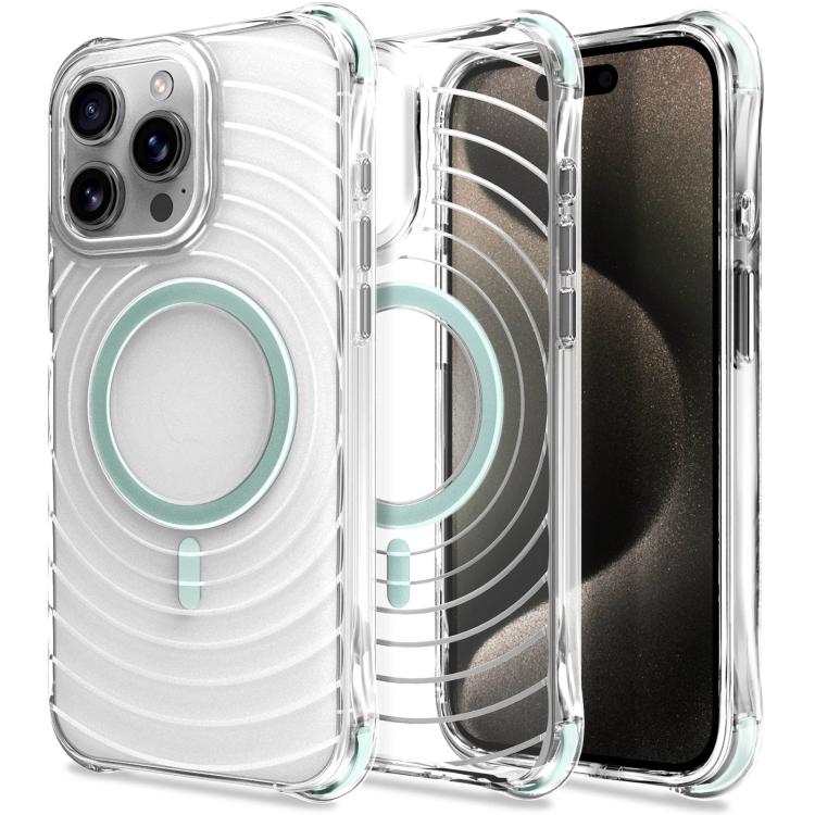 Custodia magnetica antiurto con angoli ammortizzanti e motivo a onde per telefono., For iPhone 16, For iPhone 15 Pro Max, For iPhone 15 Pro