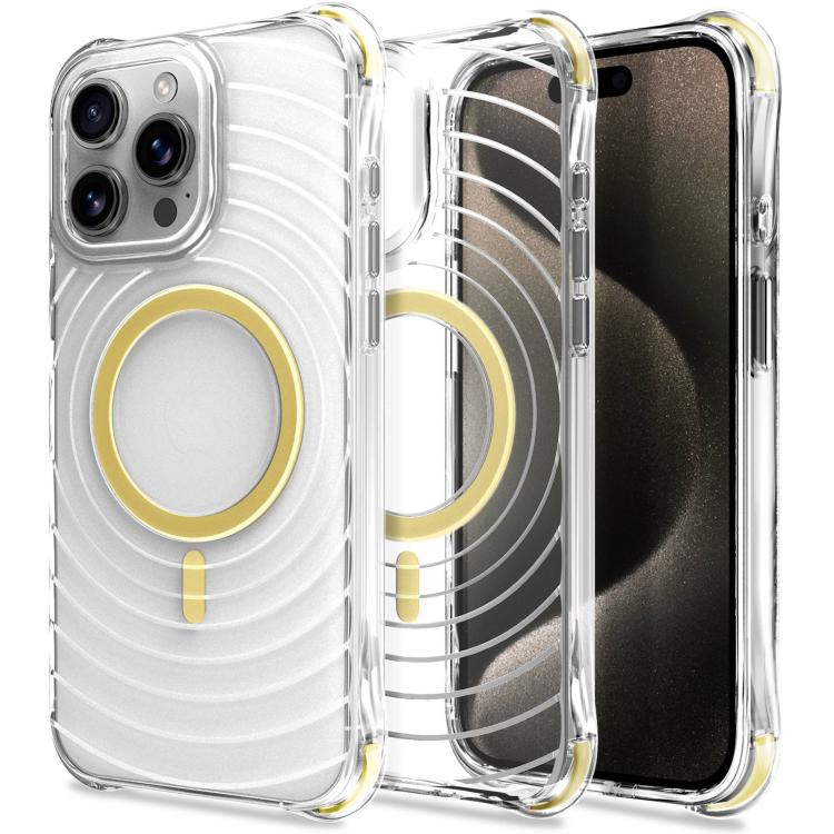 Custodia magnetica antiurto con angoli ammortizzanti e motivo a onde per telefono., For iPhone 16, For iPhone 15 Pro Max, For iPhone 15 Pro