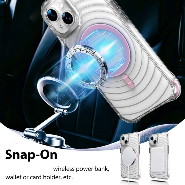 Custodia magnetica antiurto con angoli ammortizzanti e motivo a onde per telefono., For iPhone 15 Plus / 14 Plus, For iPhone 15, For iPhone 14 / 13