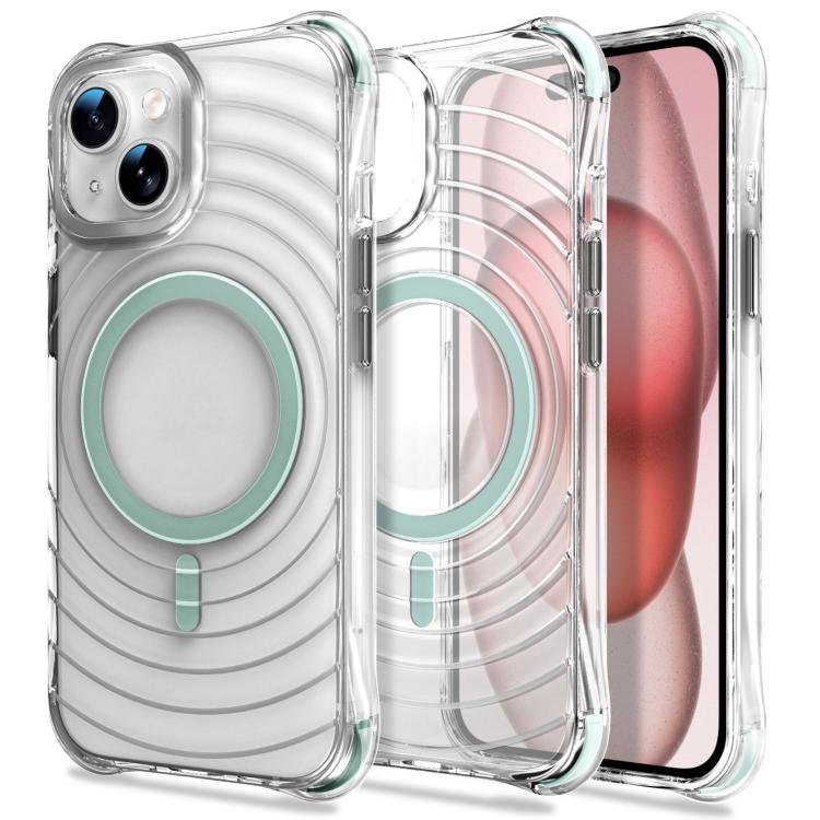 Custodia magnetica antiurto con angoli ammortizzanti e motivo a onde per telefono., For iPhone 15 Plus / 14 Plus, For iPhone 15, For iPhone 14 / 13