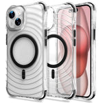 Custodia magnetica antiurto con angoli ammortizzanti e motivo a onde per telefono., For iPhone 15 Plus / 14 Plus, For iPhone 15, For iPhone 14 / 13