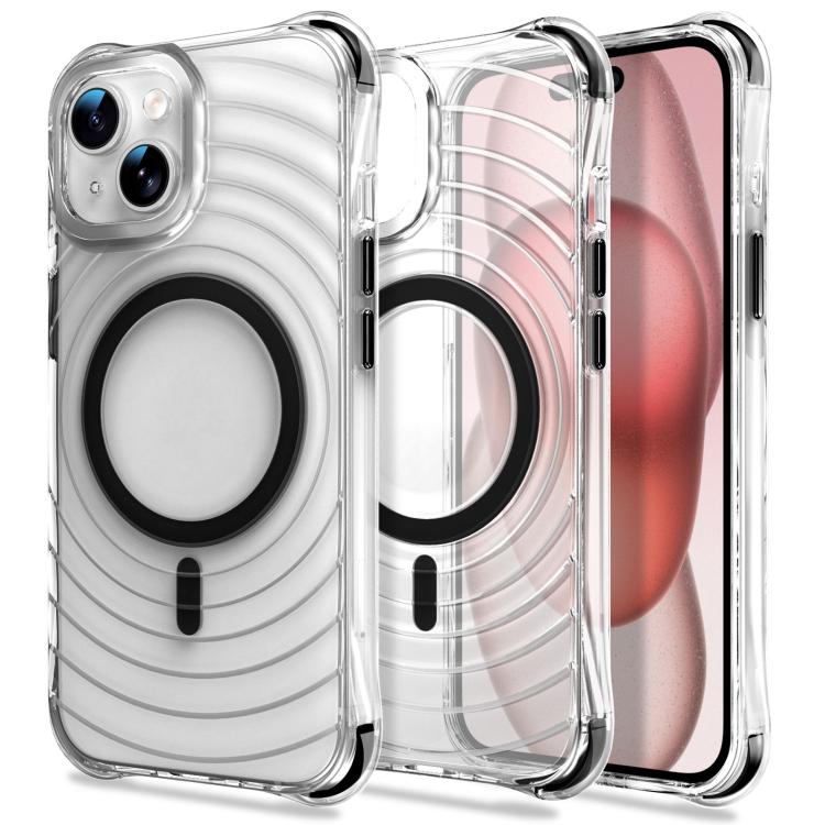 Custodia magnetica antiurto con angoli ammortizzanti e motivo a onde per telefono., For iPhone 15 Plus / 14 Plus, For iPhone 15, For iPhone 14 / 13