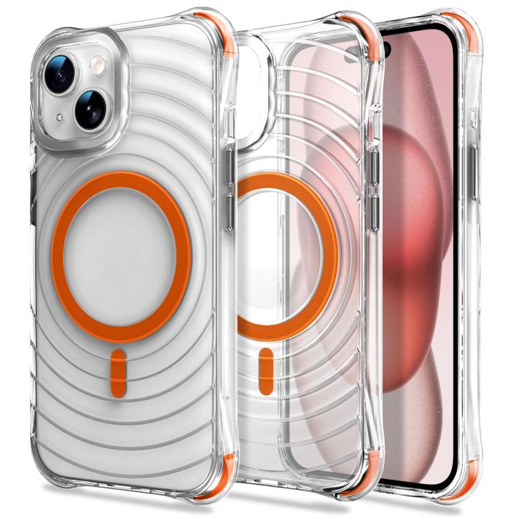Custodia magnetica antiurto con angoli ammortizzanti e motivo a onde per telefono., For iPhone 15 Plus / 14 Plus, For iPhone 15, For iPhone 14 / 13