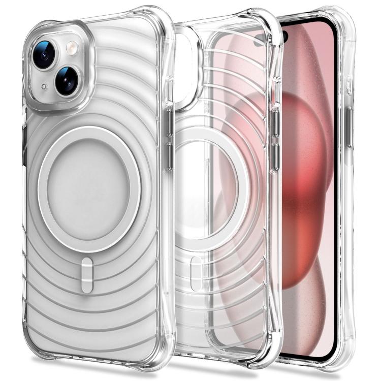 Custodia magnetica antiurto con angoli ammortizzanti e motivo a onde per telefono., For iPhone 15 Plus / 14 Plus, For iPhone 15, For iPhone 14 / 13