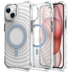 Custodia magnetica antiurto con angoli ammortizzanti e motivo a onde per telefono., For iPhone 15 Plus / 14 Plus, For iPhone 15, For iPhone 14 / 13
