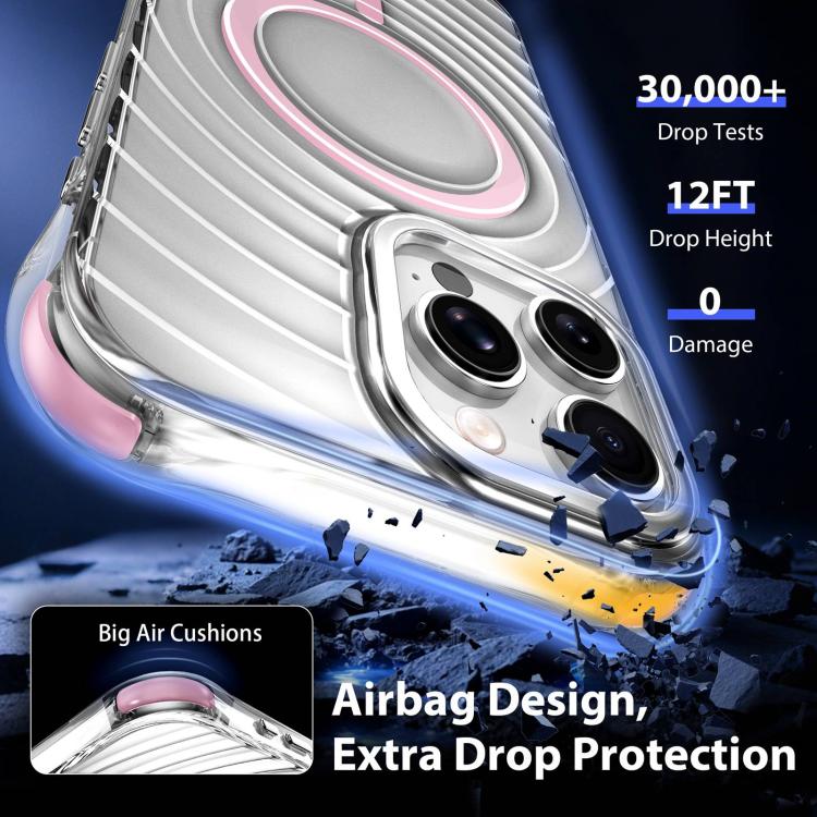 Custodia magnetica antiurto con angoli ammortizzanti e motivo a onde per telefono., For iPhone 14 Pro, For iPhone 14 Pro Max, For iPhone 13 Pro Max