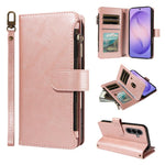 Custodia per telefono vegana in similpelle di vitello con 9 scomparti per carte, chiusura a cerniera e cinturino da polso., For Galaxy S26 FE 5G, For Galaxy S26+ 5G, For Galaxy S26 Edge 5G, For Galaxy S26 Ultra 5G