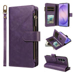 Custodia per telefono vegana in similpelle di vitello con 9 scomparti per carte, chiusura a cerniera e cinturino da polso., For Galaxy S26 FE 5G, For Galaxy S26+ 5G, For Galaxy S26 Edge 5G, For Galaxy S26 Ultra 5G