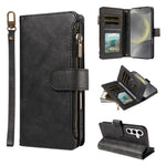 Custodia per telefono vegana in similpelle di vitello con 9 scomparti per carte, chiusura a cerniera e cinturino da polso., For Galaxy S25 FE 5G, For Galaxy S25 Edge 5G, For Galaxy S25 / S24 5G, For Galaxy S25+ / S24+ 5G