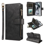 Custodia per telefono vegana in similpelle di vitello con 9 scomparti per carte, chiusura a cerniera e cinturino da polso., For Galaxy S25 Ultra 5G, For Galaxy S24 FE 5G, For Galaxy S24 Ultra 5G, For Galaxy S23 FE 5G