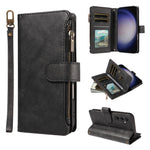 Custodia per telefono vegana in similpelle di vitello con 9 scomparti per carte, chiusura a cerniera e cinturino da polso., For Galaxy S25 Ultra 5G, For Galaxy S24 FE 5G, For Galaxy S24 Ultra 5G, For Galaxy S23 FE 5G