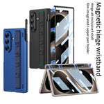 Custodia per telefono GKK con cerniera pieghevole magnetica integrata, cinturino da polso e portapenna., For Galaxy Z Fold8 Ultra 5G