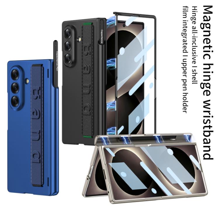Custodia per telefono GKK con cerniera pieghevole magnetica integrata, cinturino da polso e portapenna., For Galaxy Z Fold8 Ultra 5G