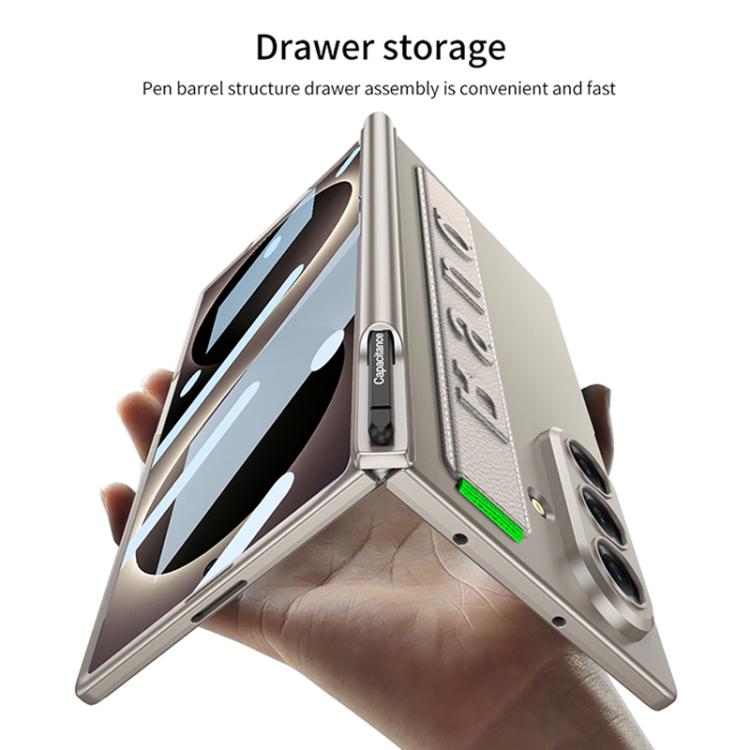 Custodia per telefono GKK con cerniera pieghevole magnetica integrata, cinturino da polso e portapenna., For Galaxy Z Fold8 Ultra 5G