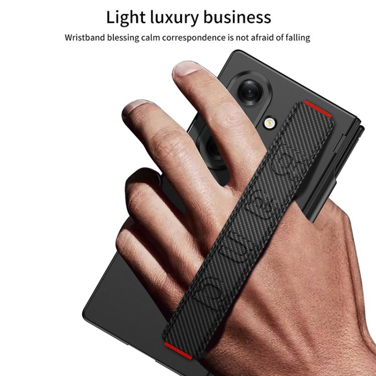 Custodia per telefono GKK con cerniera pieghevole magnetica integrata, cinturino da polso e portapenna., For Galaxy Z Fold8 Ultra 5G