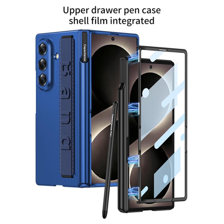 Custodia per telefono GKK con cerniera pieghevole magnetica integrata, cinturino da polso e portapenna., For Galaxy Z Fold8 Ultra 5G