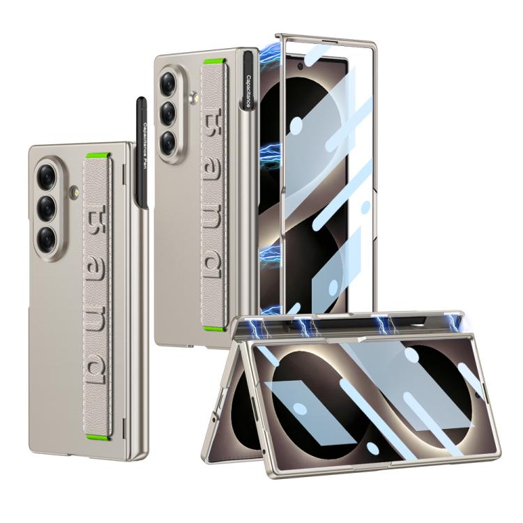 Custodia per telefono GKK con cerniera pieghevole magnetica integrata, cinturino da polso e portapenna., For Galaxy Z Fold8 Ultra 5G