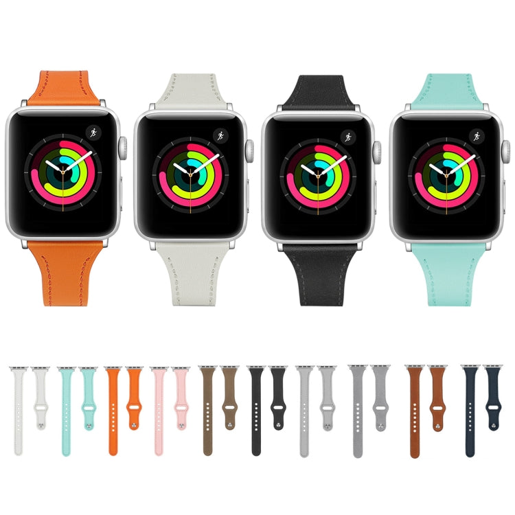 Cinturino di ricambio in pelle con bottone in acciaio, For Apple Watch Series 7  41mm / & 6 & SE & 5 & 4 40mm, For Apple Watch Series  7  45mm / & 6 & SE & 5 & 4 44mm