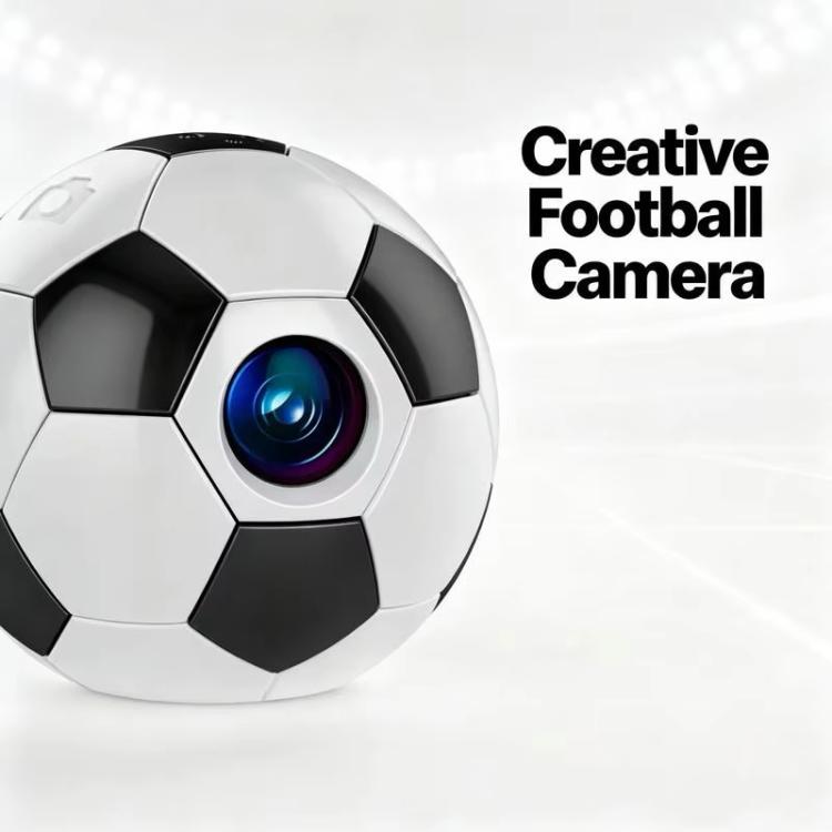 Mini fotocamera da pollice Q8 Pro 1080P HD con design creativo a tema calcio e connessione WiFi.