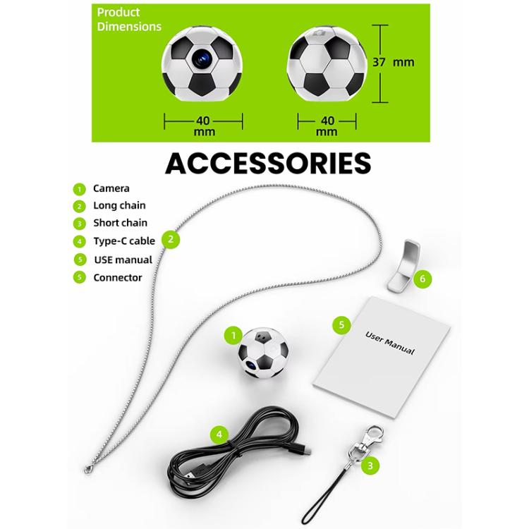 Mini fotocamera da pollice Q8 Pro 1080P HD con design creativo a tema calcio e connessione WiFi.