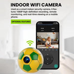 Mini fotocamera da pollice Q8 Pro 1080P HD con design creativo a tema calcio e connessione WiFi.